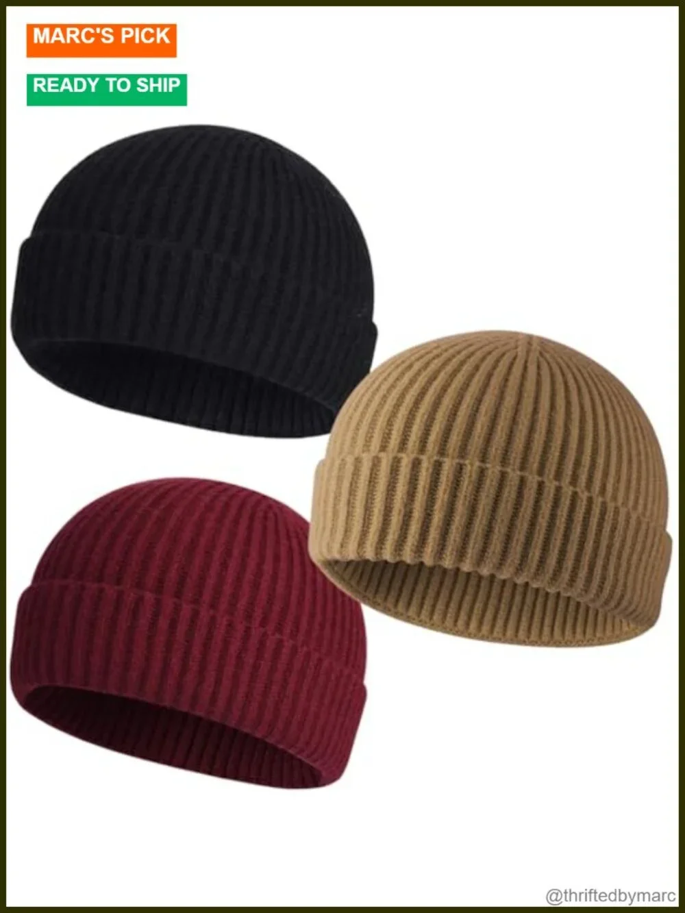 Unisex 50% Wool Cuffed Short Fisherman Beanie Winter Skull Cap